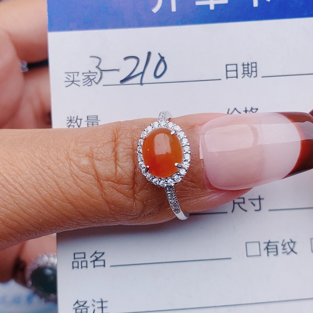 翡翠戒指银S925镶嵌戒指