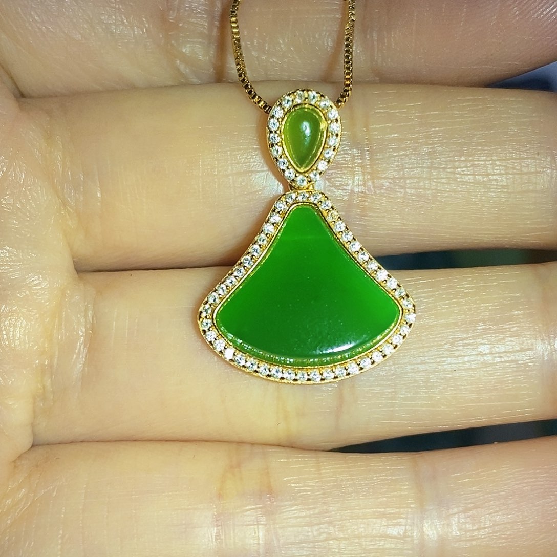 和田玉（碧玉）银S925镶嵌颈饰