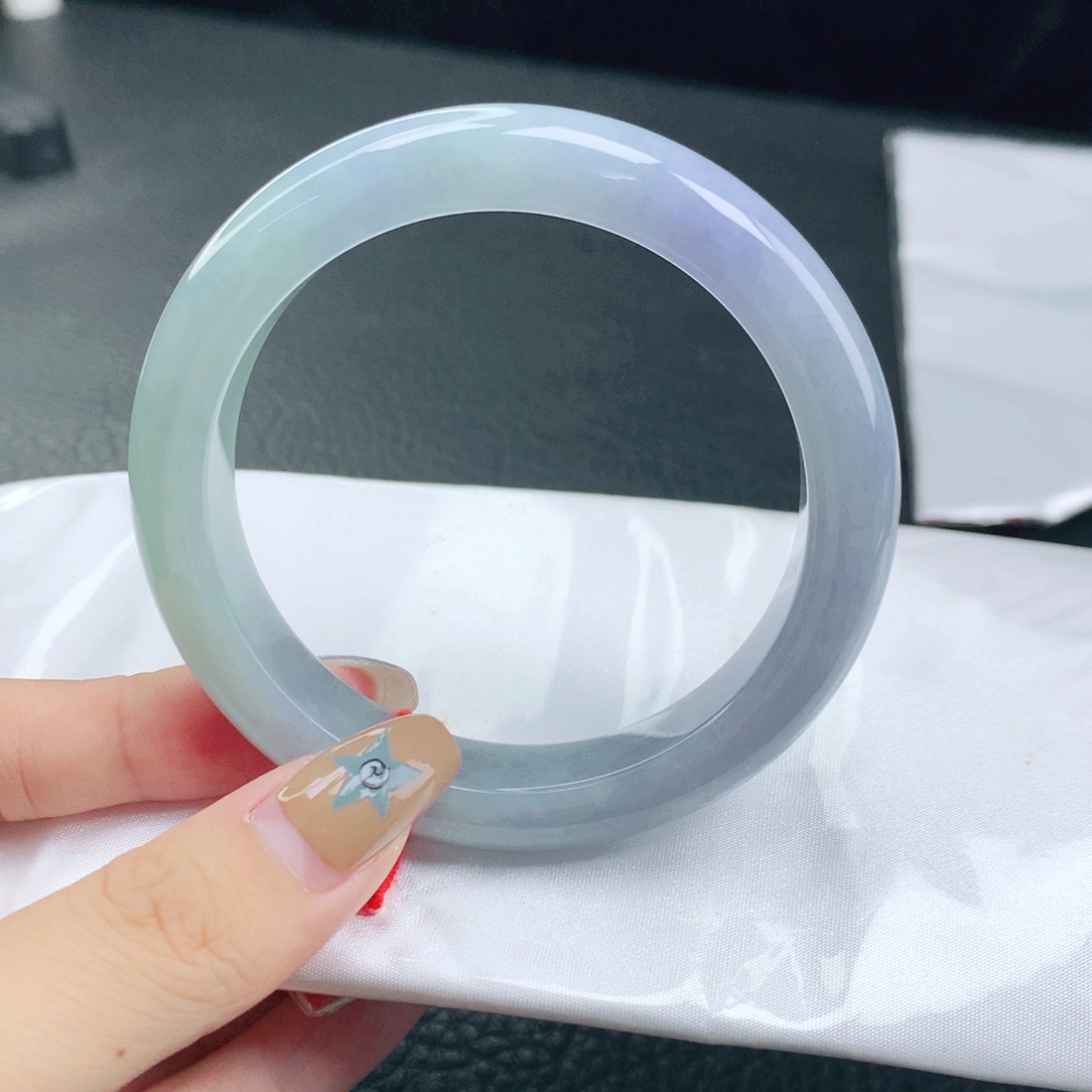 翡翠未镶嵌手镯缅甸59.0春彩半山水正圈