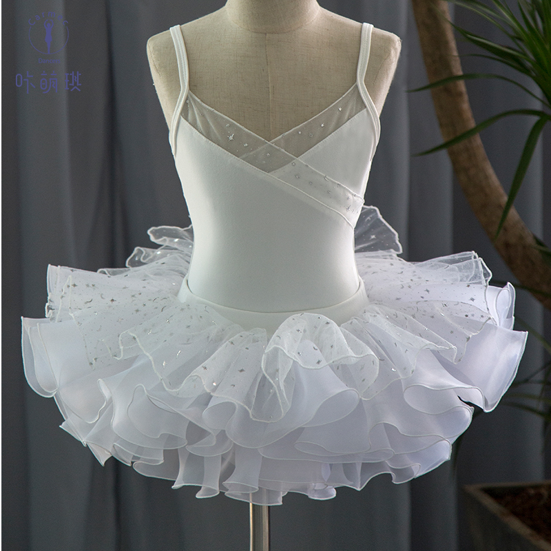 咔萌琪905儿童舞蹈服星星月亮欧根纱短裙