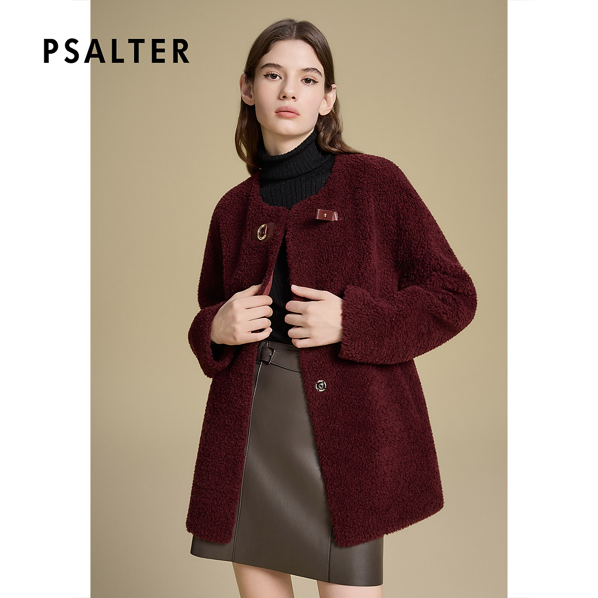 【晨粉专享价】诗篇专选秋季新款毛呢外套中长款 6C65380083