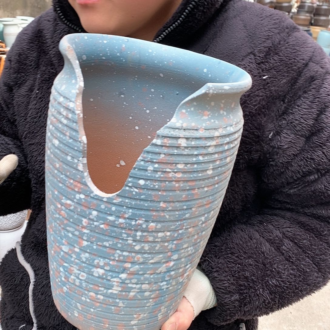 紫砂花盆瑕疵口18高31