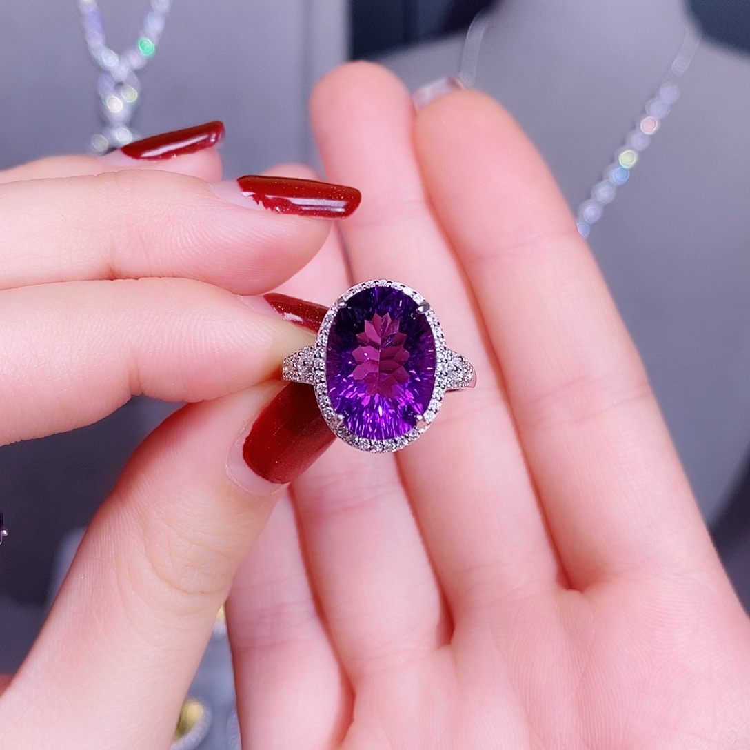紫晶戒指银S925镶嵌1212