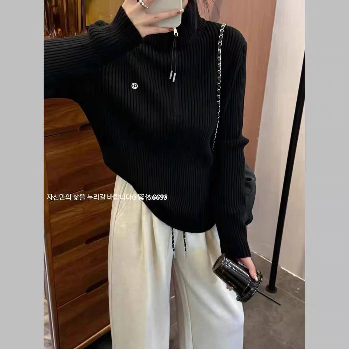 【深冬灰】3566超柔软高品质中领半开针织毛衣