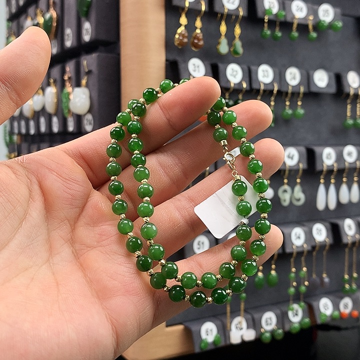 和田玉颈饰18K金镶嵌