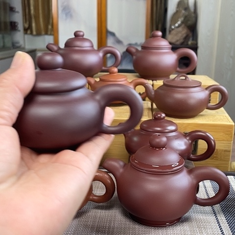 仰***空茶壶紫泥龙血砂的玉笠