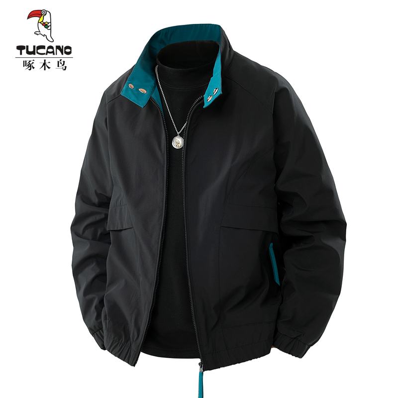 TUCANO/啄木鳥春季时尚立领撞色休闲夹克情侣复古运动时尚外套潮