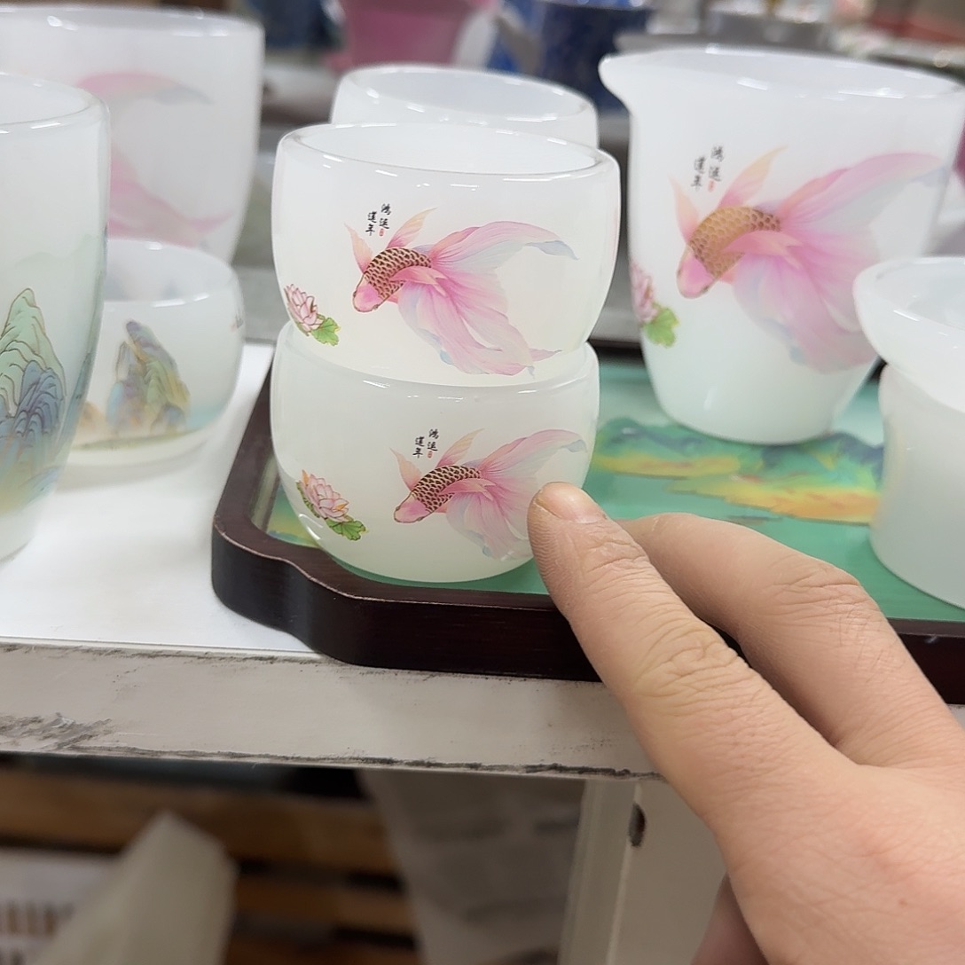 青***4个鸡琉璃白鱼小杯