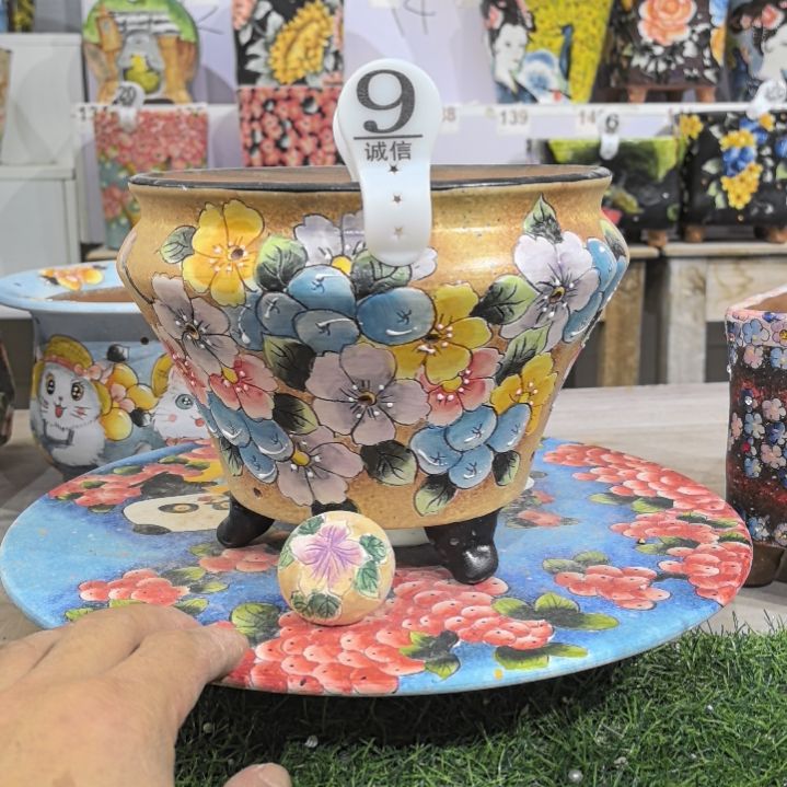 红泥花盆新**格景德镇陶瓷