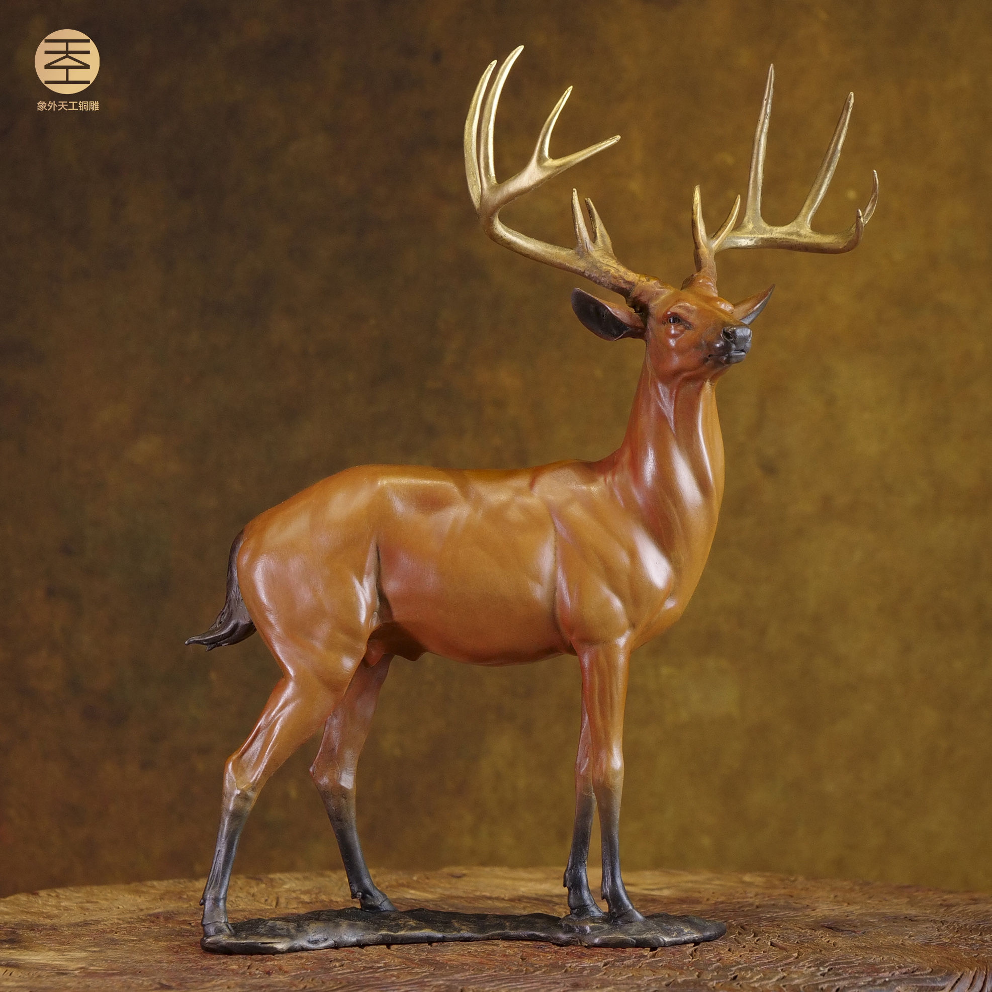 象外天工一路顺风（鹿）全铜雕塑动物桌面摆件艺术家原创开业送礼