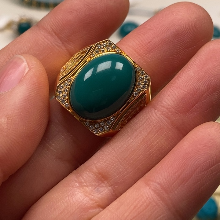 绿松石珠宝奇石18K金镶嵌零**十