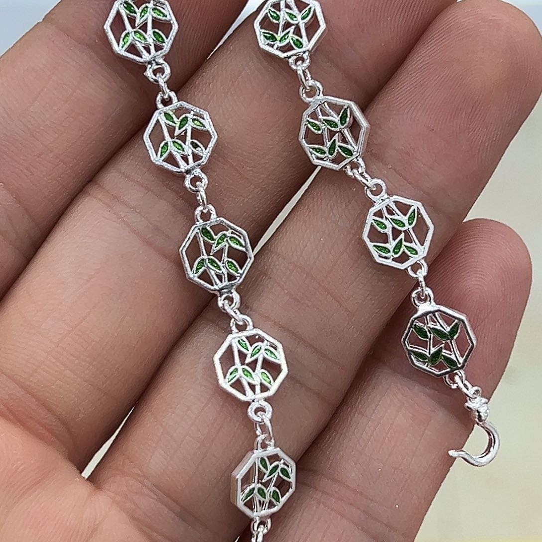 无足银法郎彩竹节手链