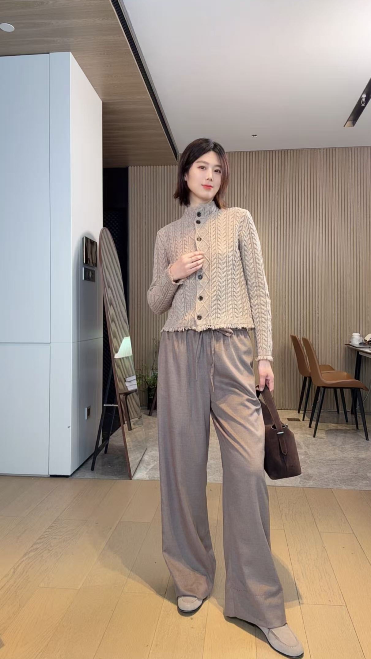 【榛果-阔腿裤】精纺羊毛面料质感高腰系带阔腿裤老钱风 NAN&SEN