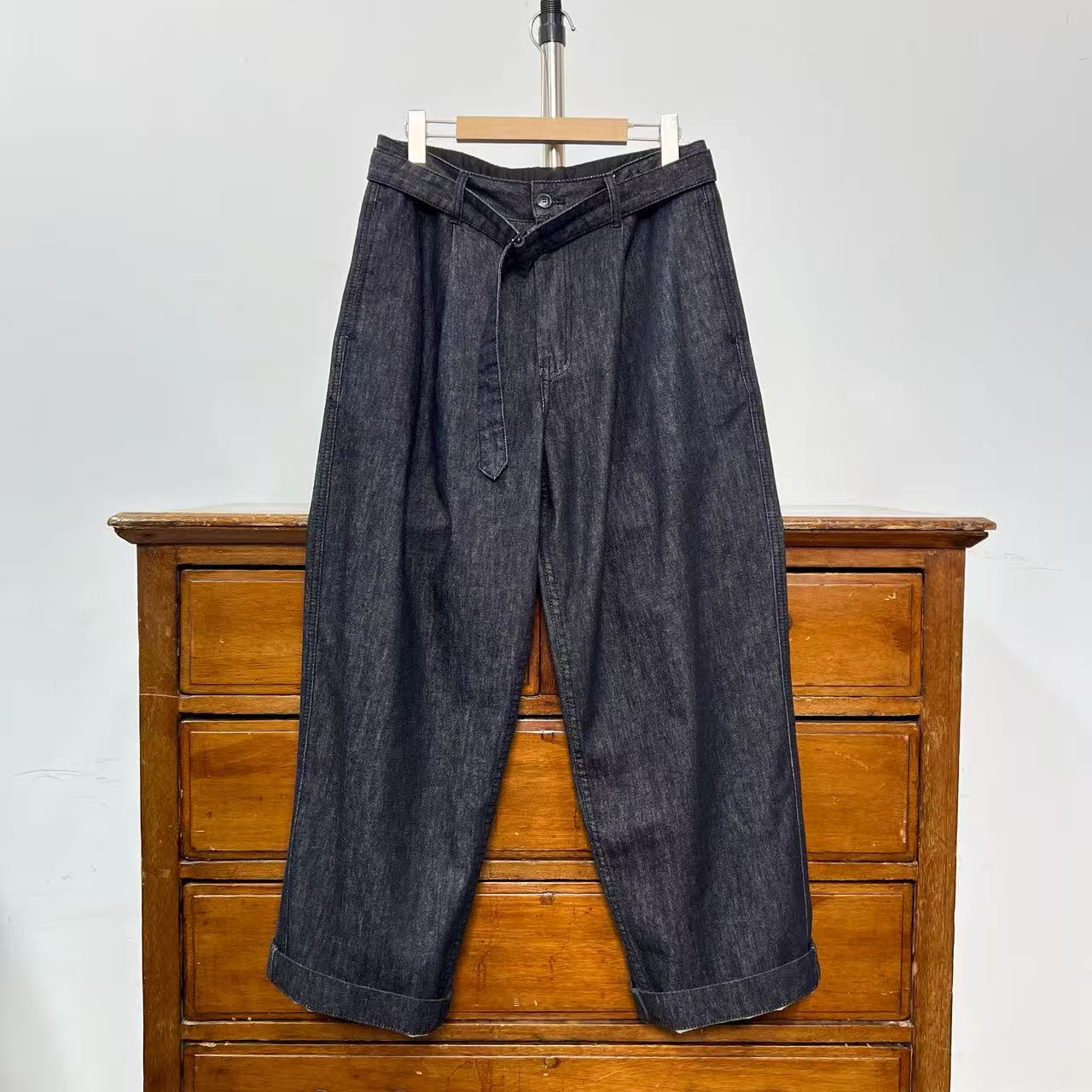 ini 14盎司水洗原牛阔腿直筒亚麻休闲牛仔裤 XX030 DM25B370