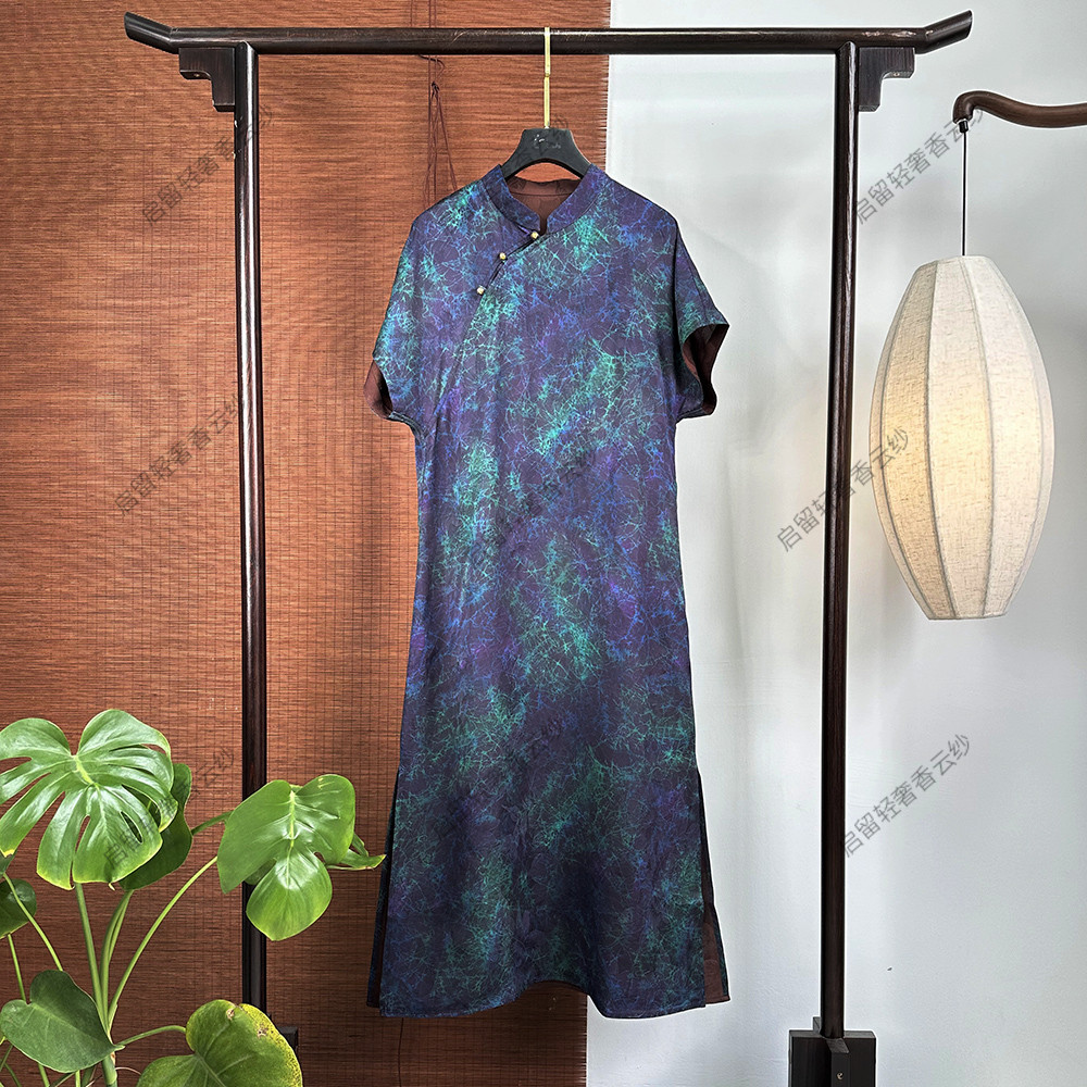 【6761】墨池 新中式40姆米  绞罗花萝连衣裙