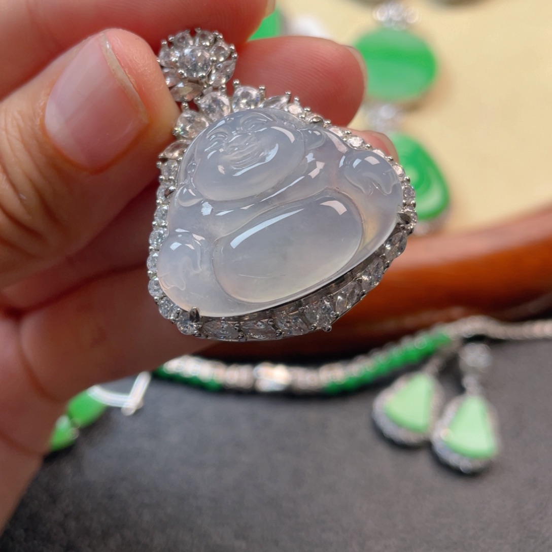 翡翠吊坠(不含链)银S925镶嵌