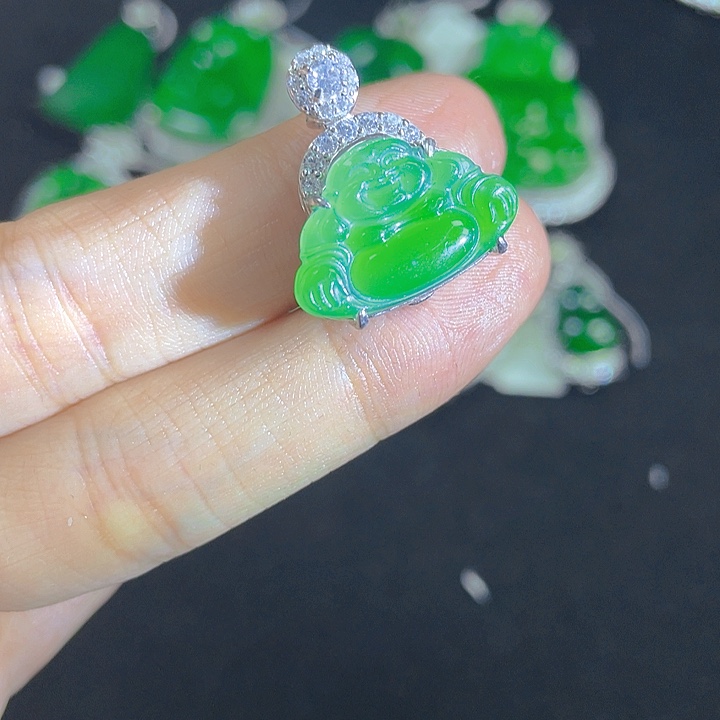 翡翠银S925镶嵌吊坠(不含链)