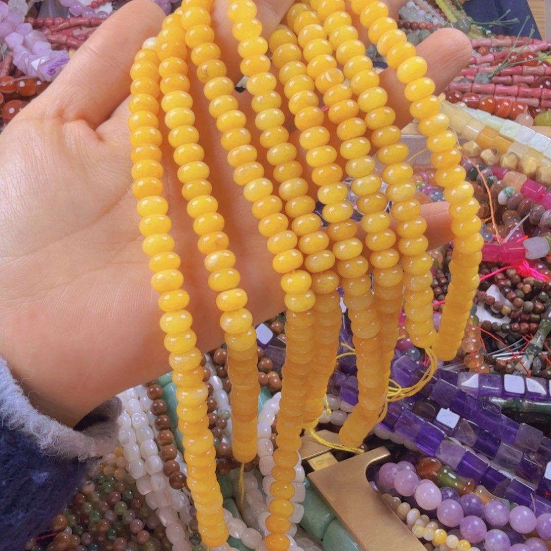 芙蓉石珠宝半成品银S925镶嵌卡5*8算珠一条