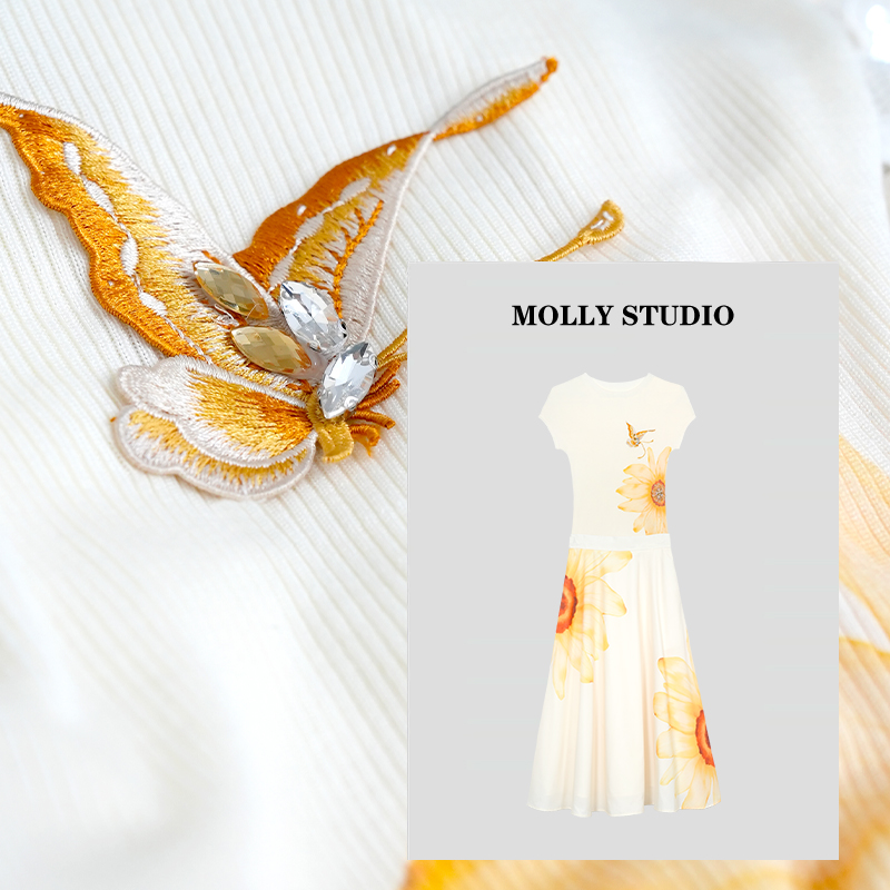 【一见倾心】Molly新中式上衣短袖夏季时尚女士套装两件套M2610908