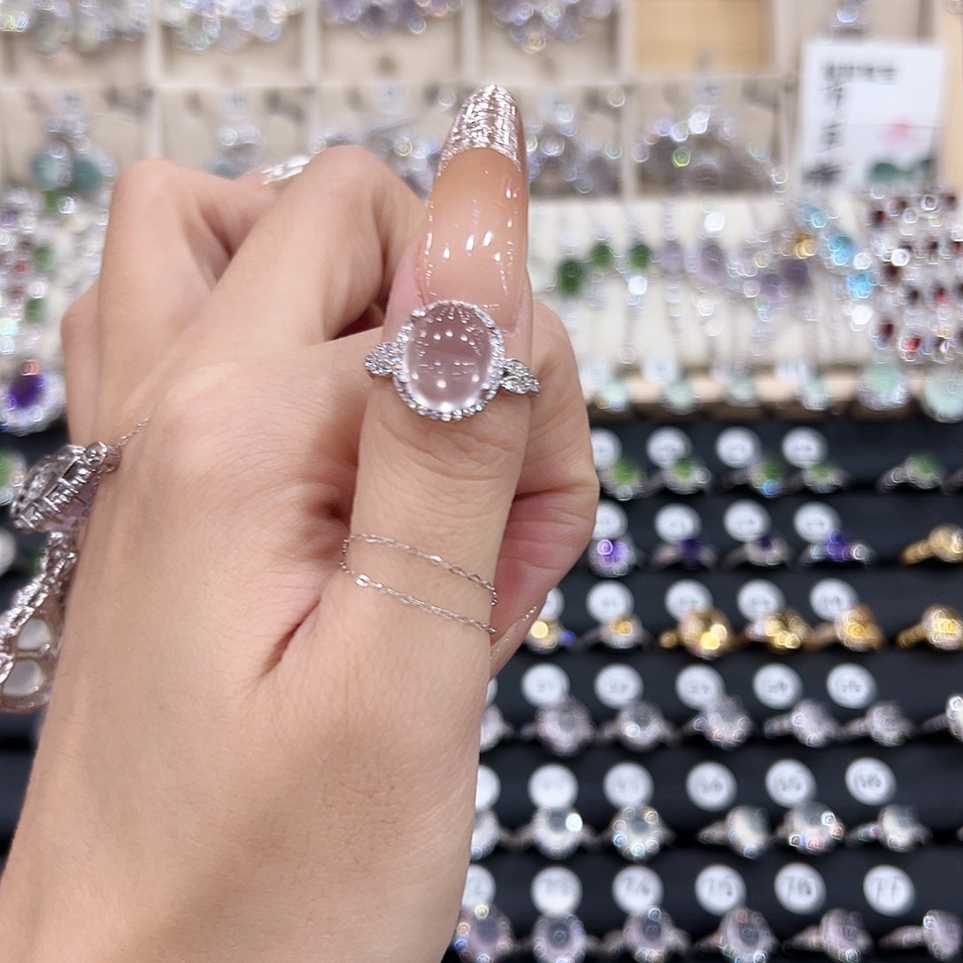 北***高芙蓉石戒指银S925镶嵌