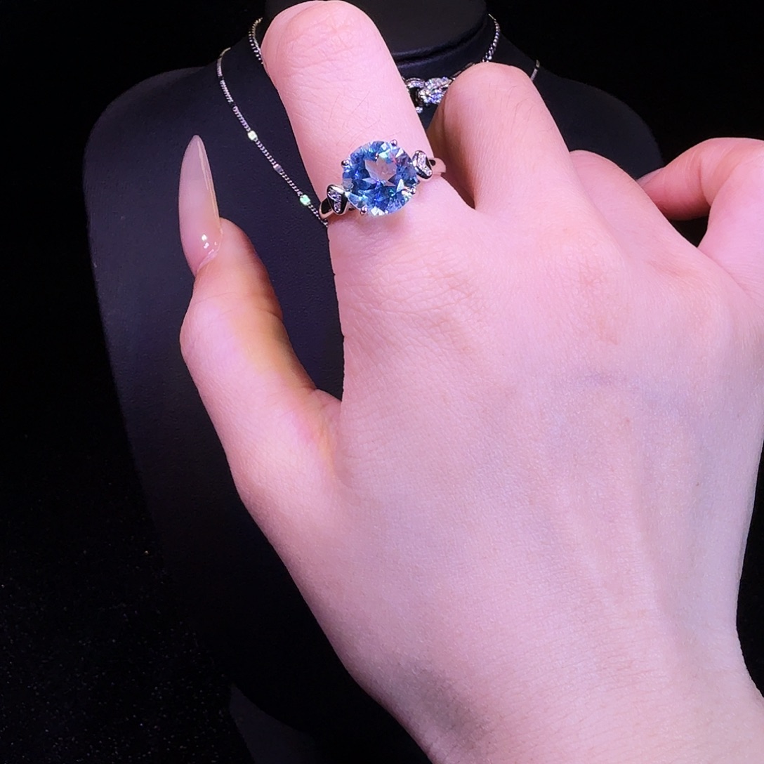 托帕石戒指银S925镶嵌