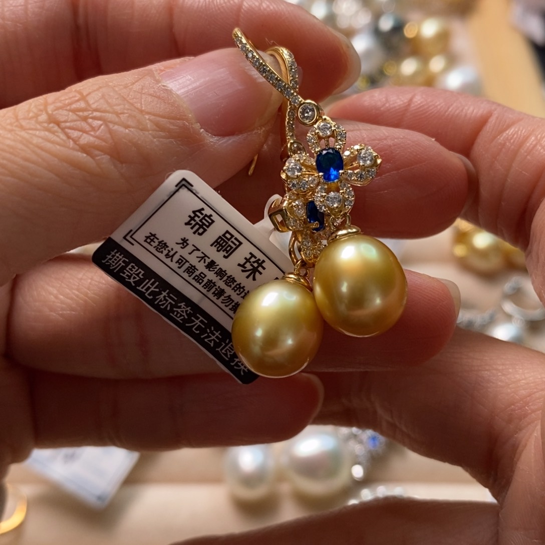 海水珍珠耳饰银S925镶嵌