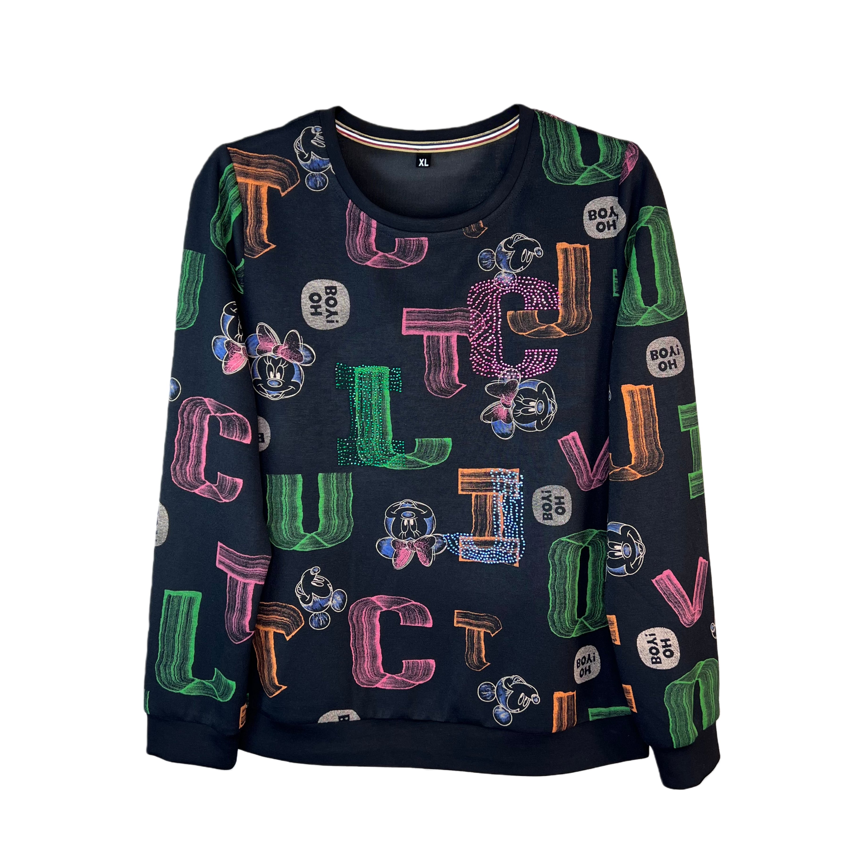 春秋季长袖韩版印花女士卫衣运动休闲时尚女装上衣62916