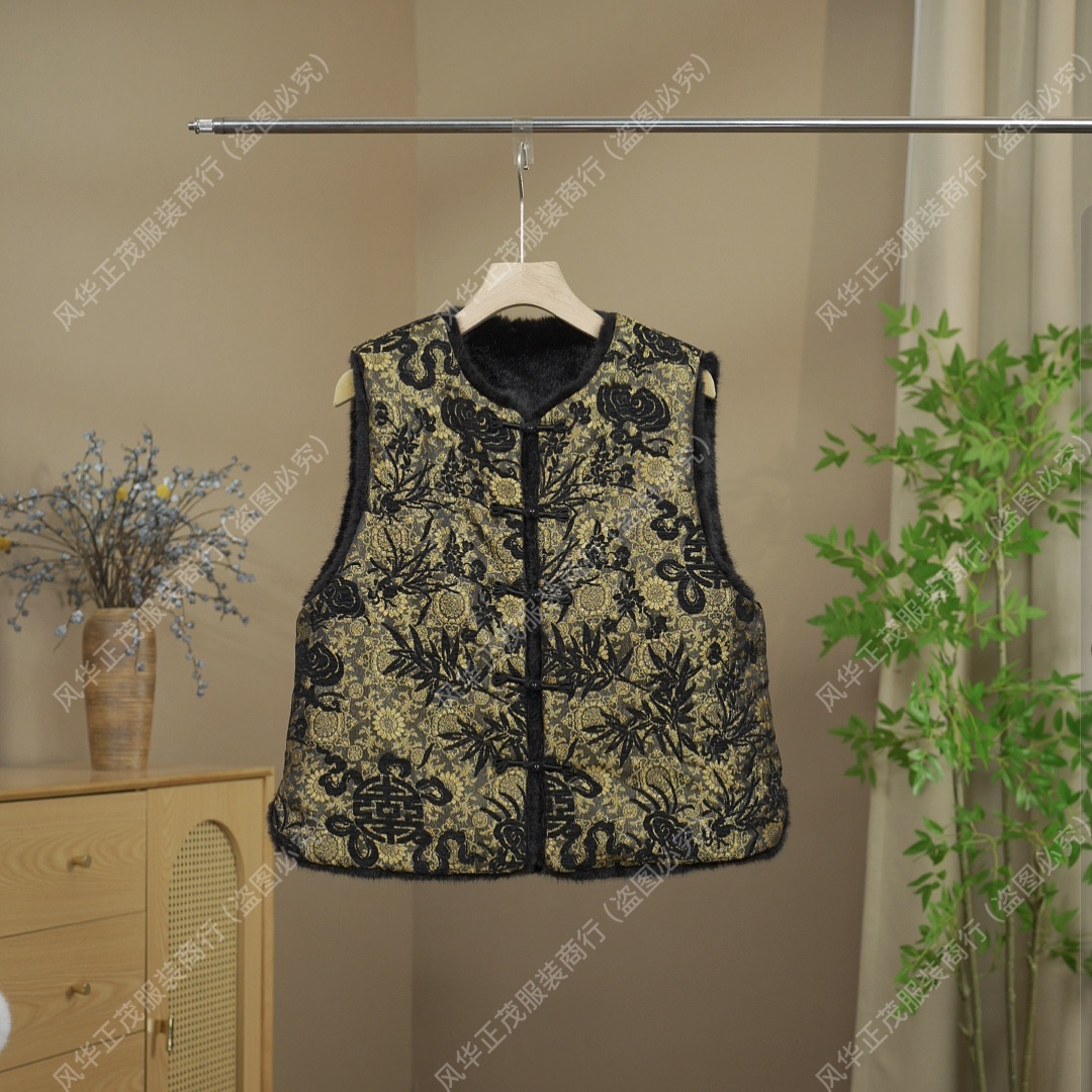 【2399】加厚两面穿-新中式国风织花马甲老钱风高级马甲