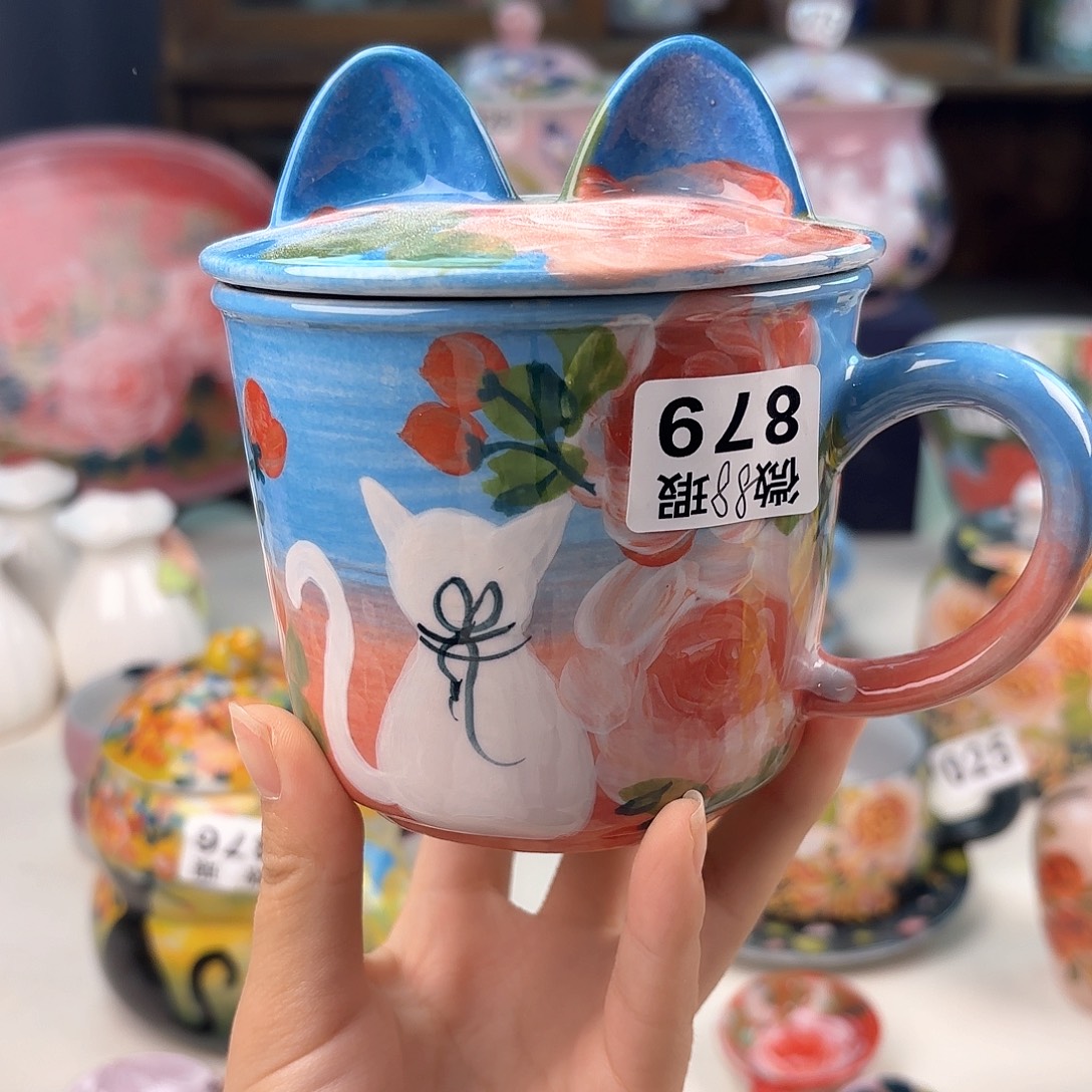 景德镇手绘高温釉下彩陶瓷茶具