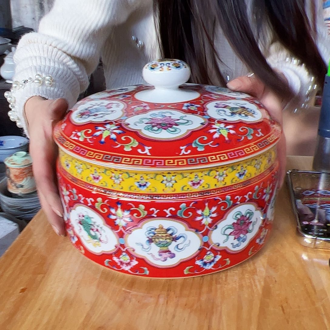 摆件陶景德镇陶瓷八宝纹罐