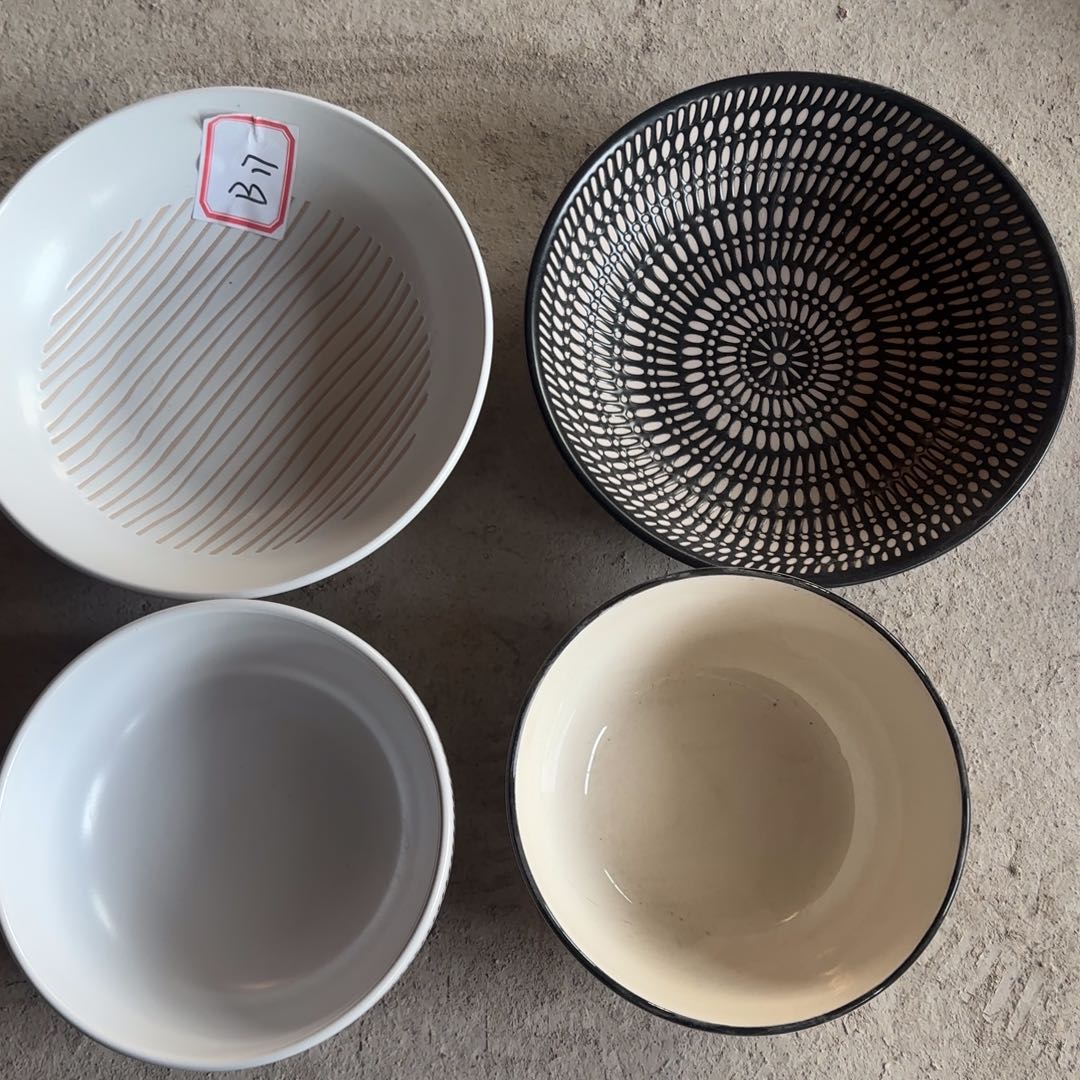 乐***恸直播特惠手工钧瓷两碗两深盘微瑕