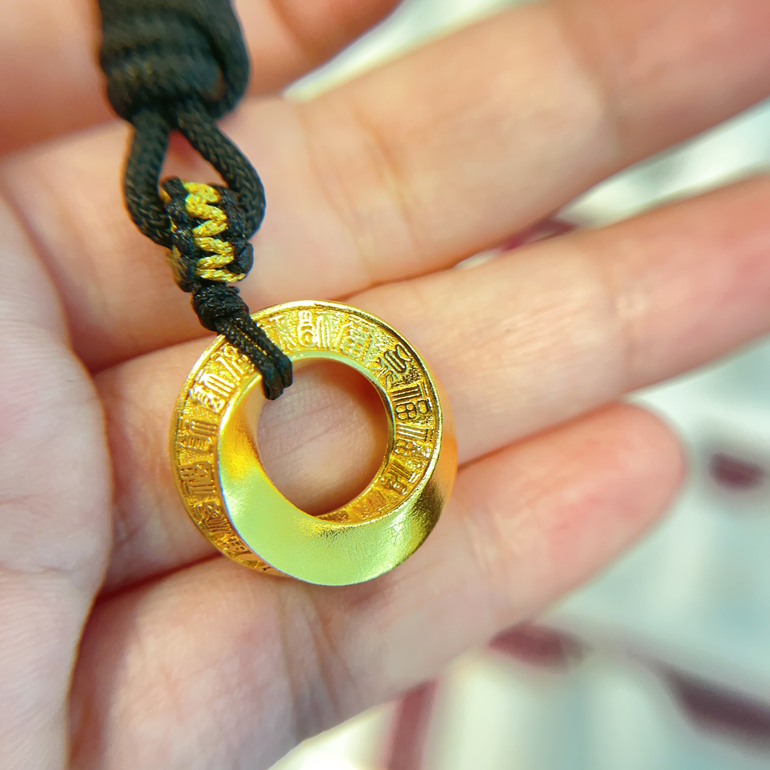 吊坠足银 吊坠足银 厚包了金的百福圈吊坠编绳挂坠时尚情侣手工