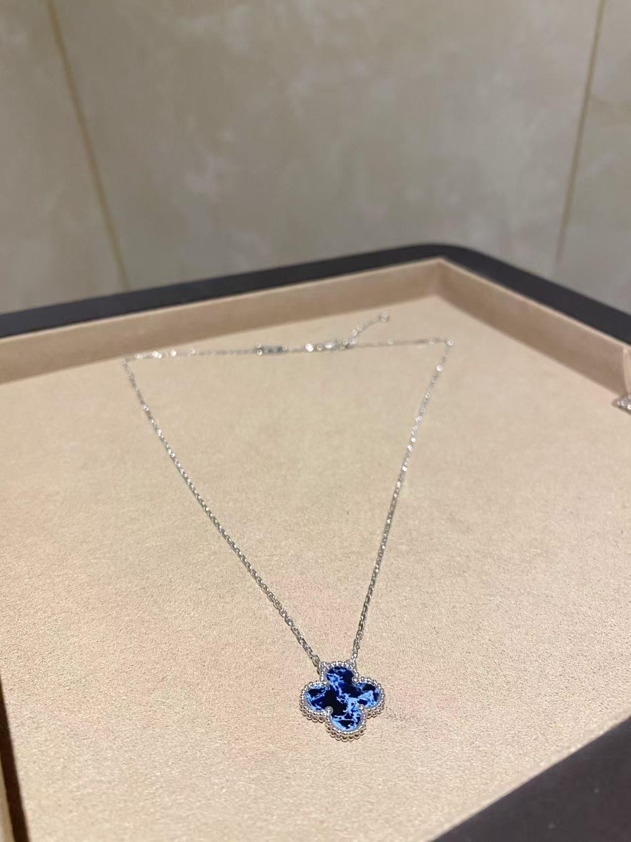 铜合金合成锆石项链 大公子高定四叶草单花项链M1032