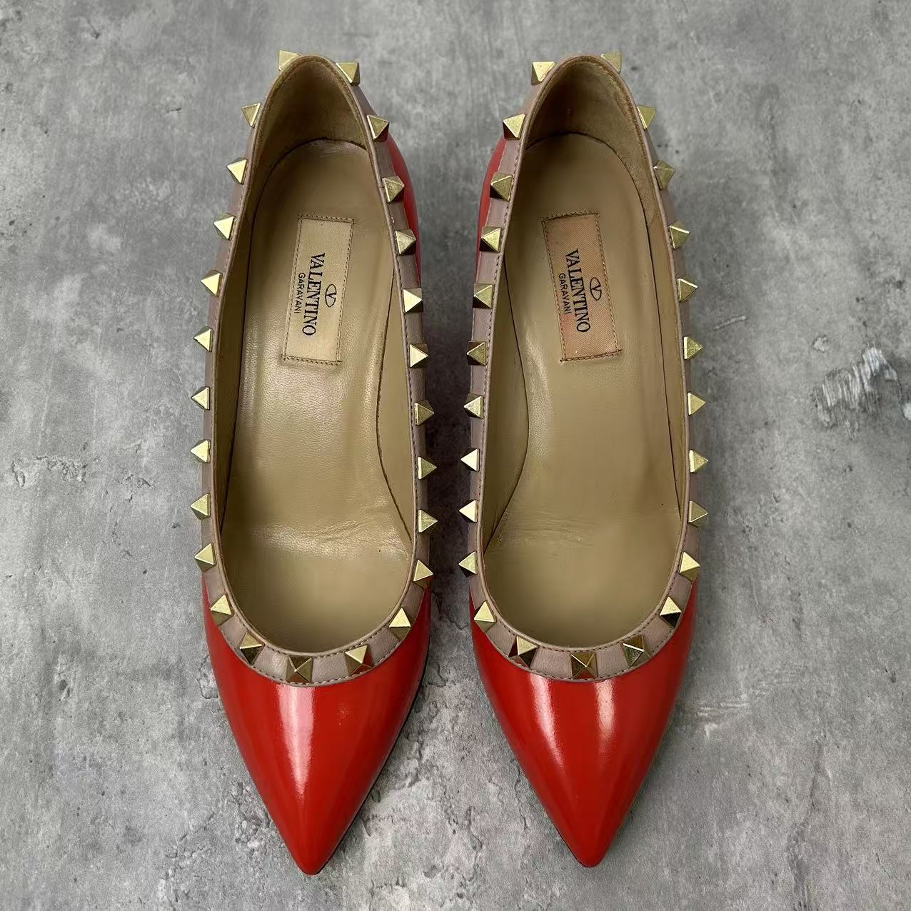 95新 Valentino/华伦天奴 36码/仔仔女鞋/浅红色粗跟凉鞋xxs776  