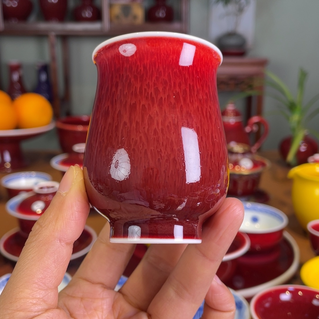 清欢雅玩原矿郎红郁金香杯