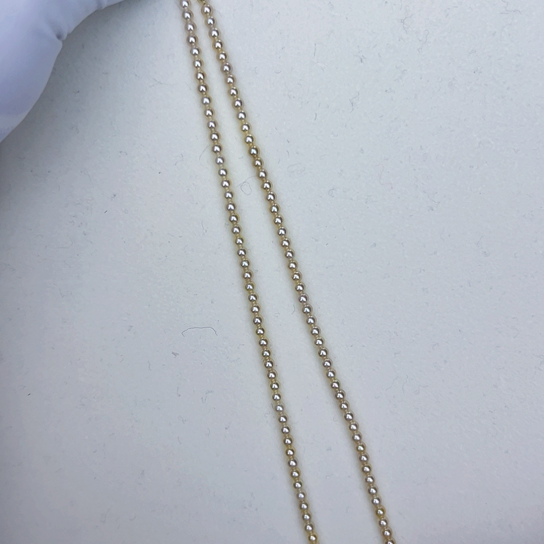 海水珍珠海水akoya羽皇金满珠链3-4mm未镶嵌