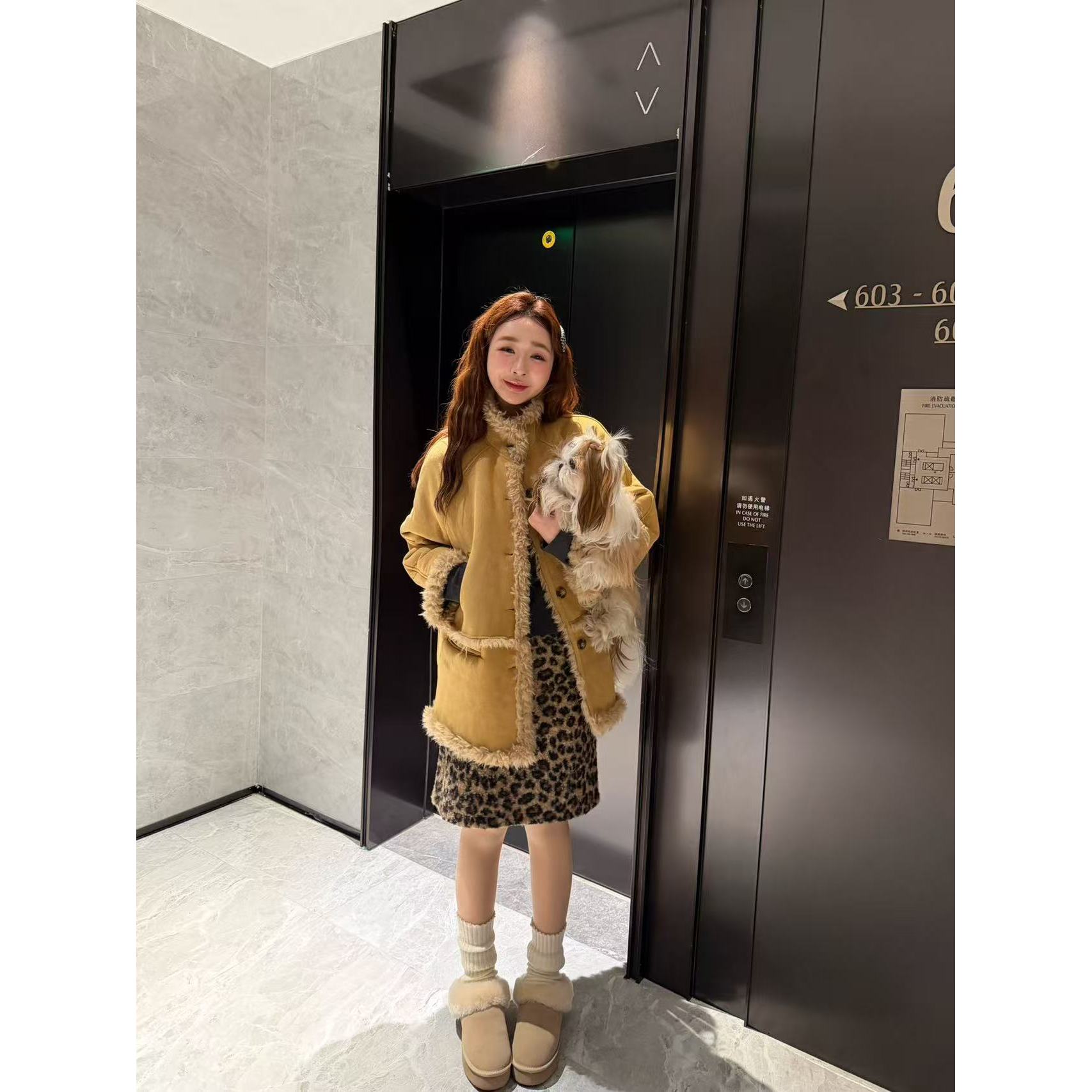 【YFONI】东大门洋气~皮毛一体外套