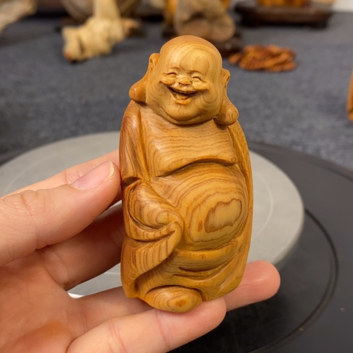 柏木（崖柏）崖柏弥勒佛手把件小摆件