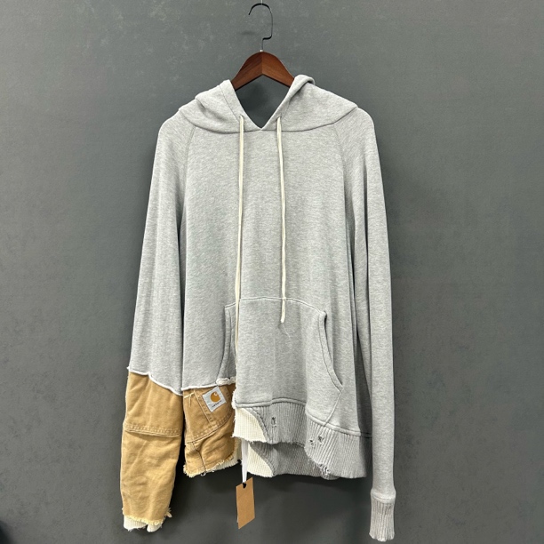 99新 maje GREG LAUREN（pm）撞色拼接破坏帽衫 ys000361
