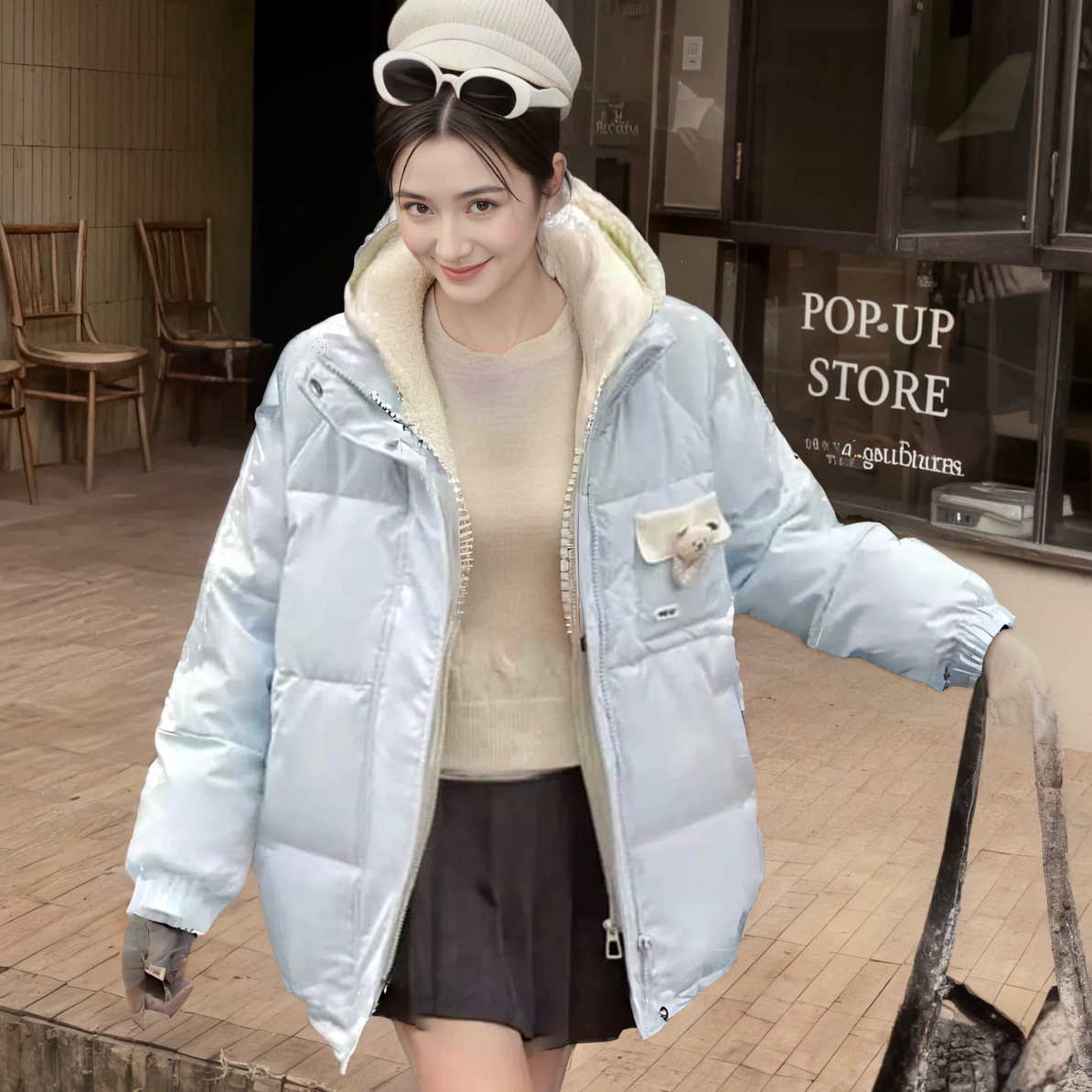 1099 韩版假两件棉服