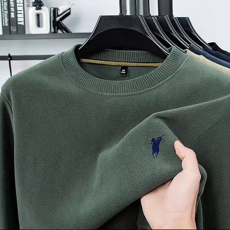 双面奥粒绒卫衣秋冬季刺绣圆领加绒加厚百搭圆领青少年男士上衣