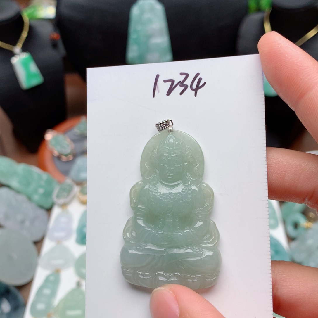 翡翠颈饰银S925镶嵌吊坠