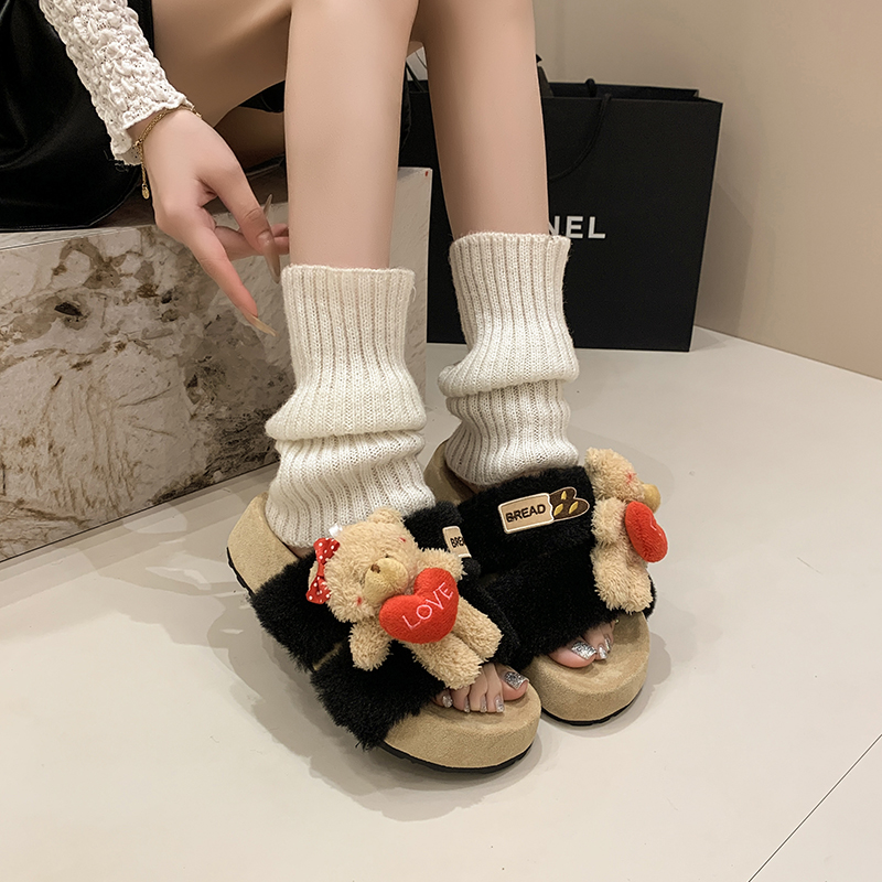 拖鞋毛绒厚底2025秋冬季新款百搭外穿加厚鞋子女款爆款2025新款
