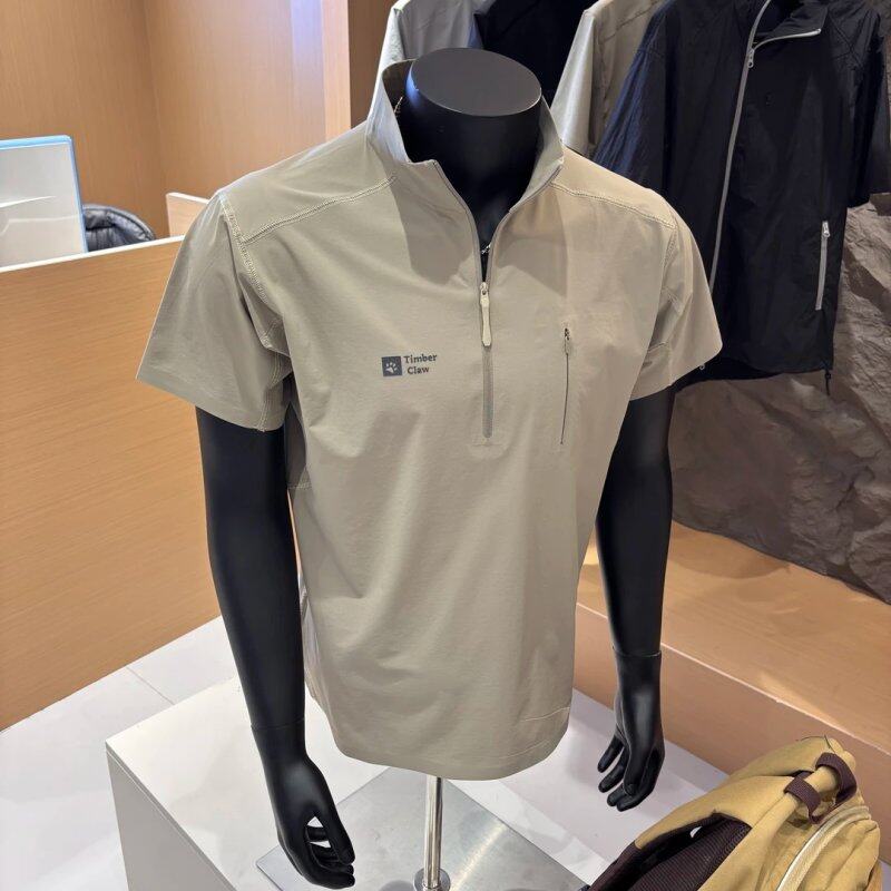 夏季户外登山徒步骑行速干短袖男款半拉链薄款立领青少年痞帅t恤