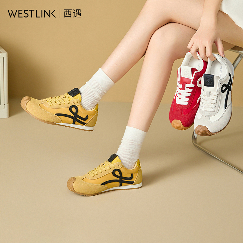 西遇德训鞋女2025新款春夏爆款丑萌复古拼色运动鞋轻便软底休闲鞋