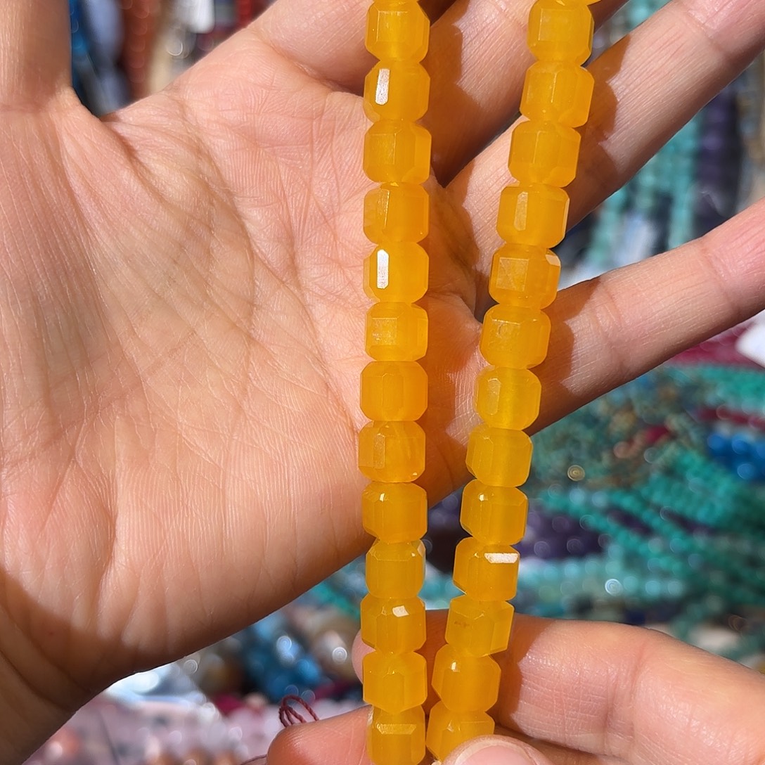 玛瑙/玉髓未镶嵌珠宝半成品黄玛瑙方糖卡8一条