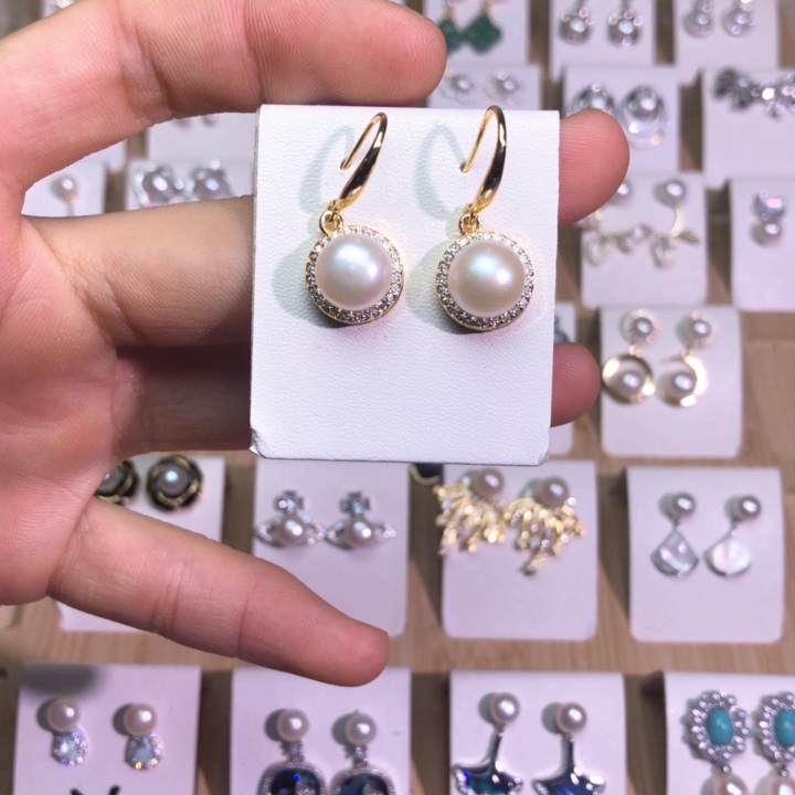 淡水珍珠耳饰银S925镶嵌