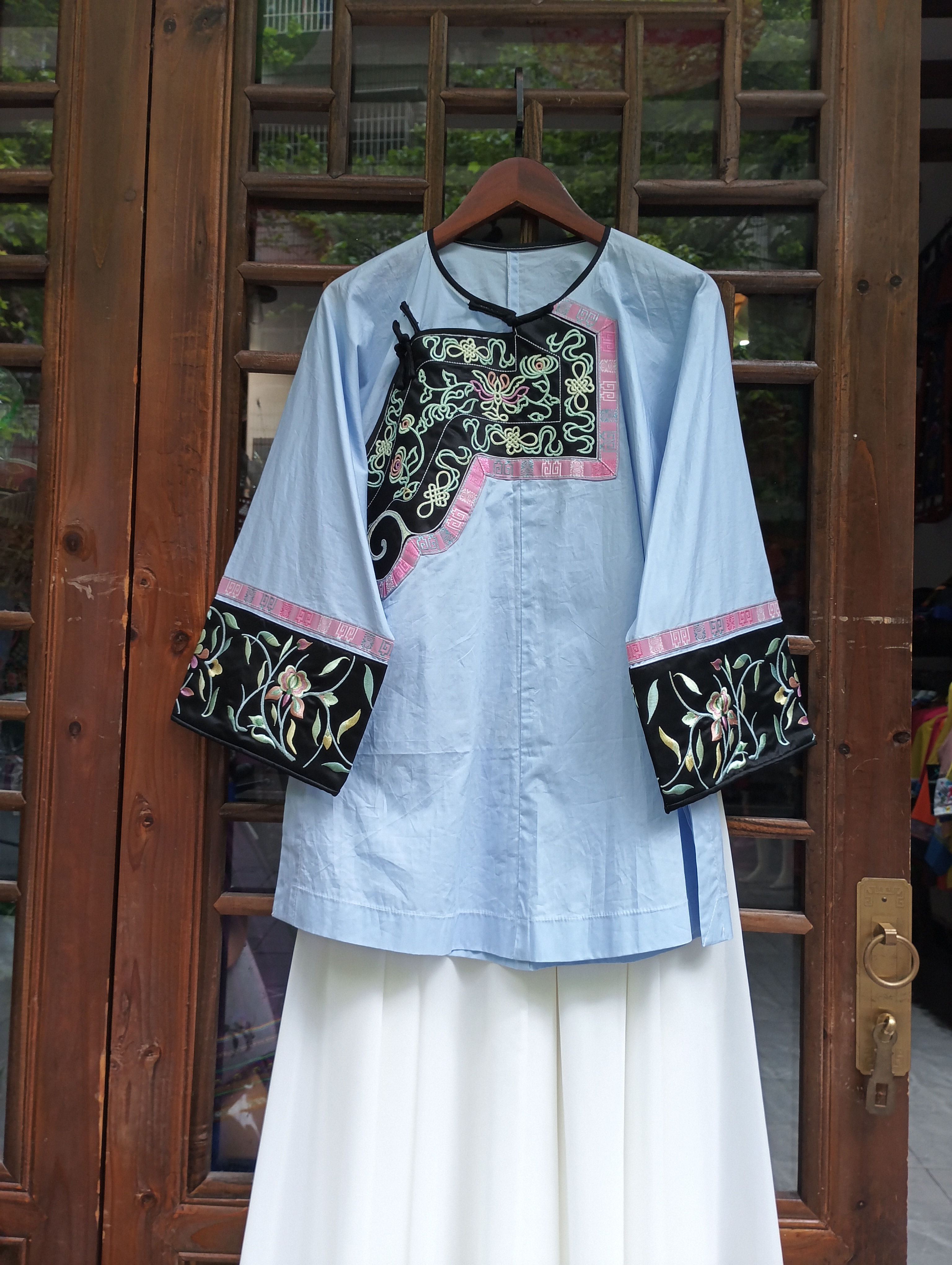 新中式民族风明制外衣薄款夏季女装刺绣印花斜襟汉服