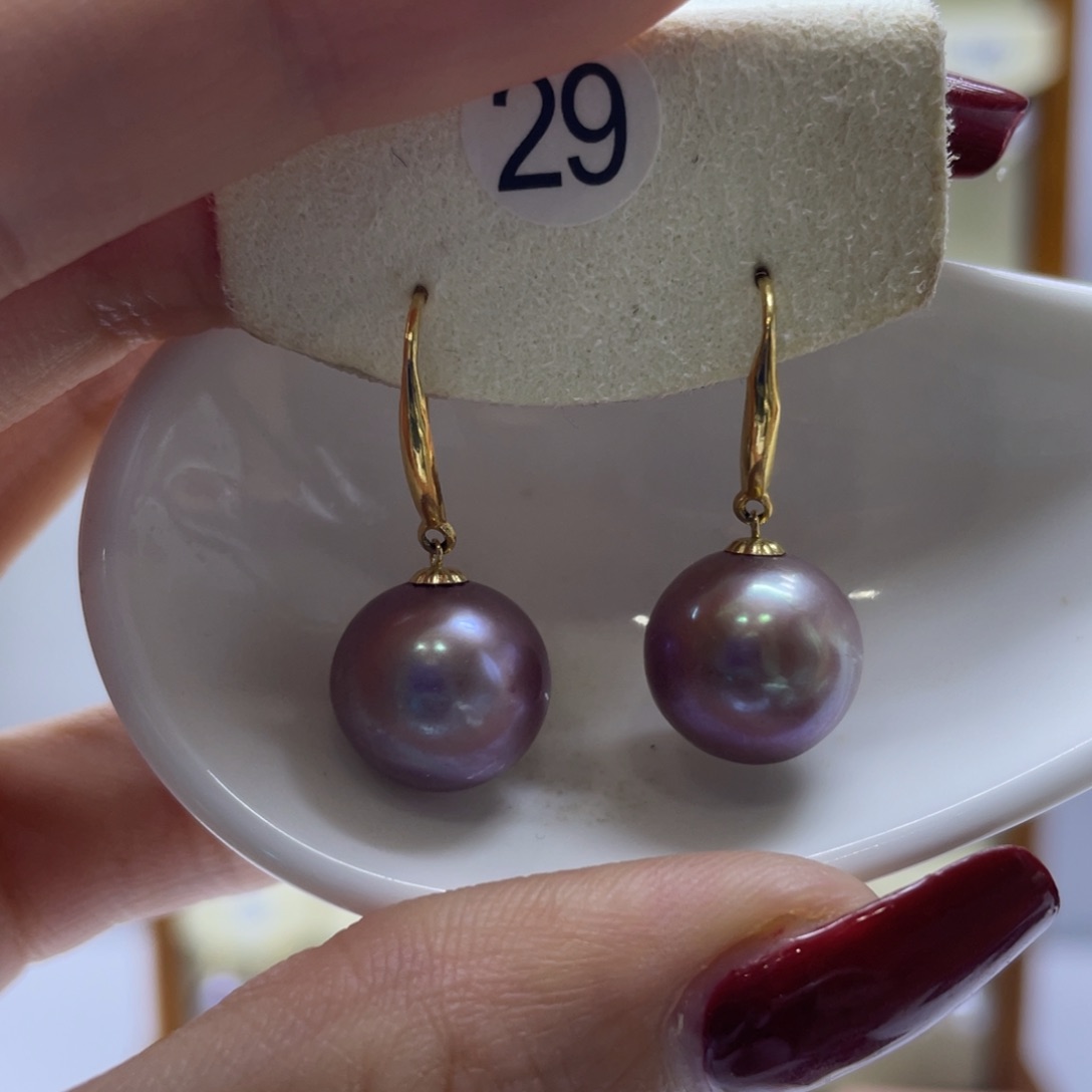 淡水珍珠耳饰18K金镶嵌