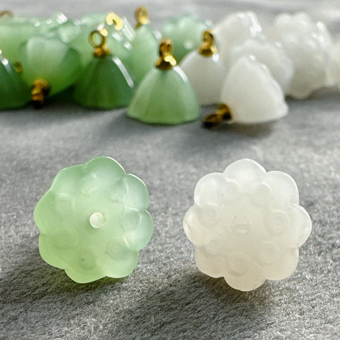 10mm新中式国风绿色/白色琉璃莲蓬扣子旗袍汉服古装宋锦辅料纽扣
